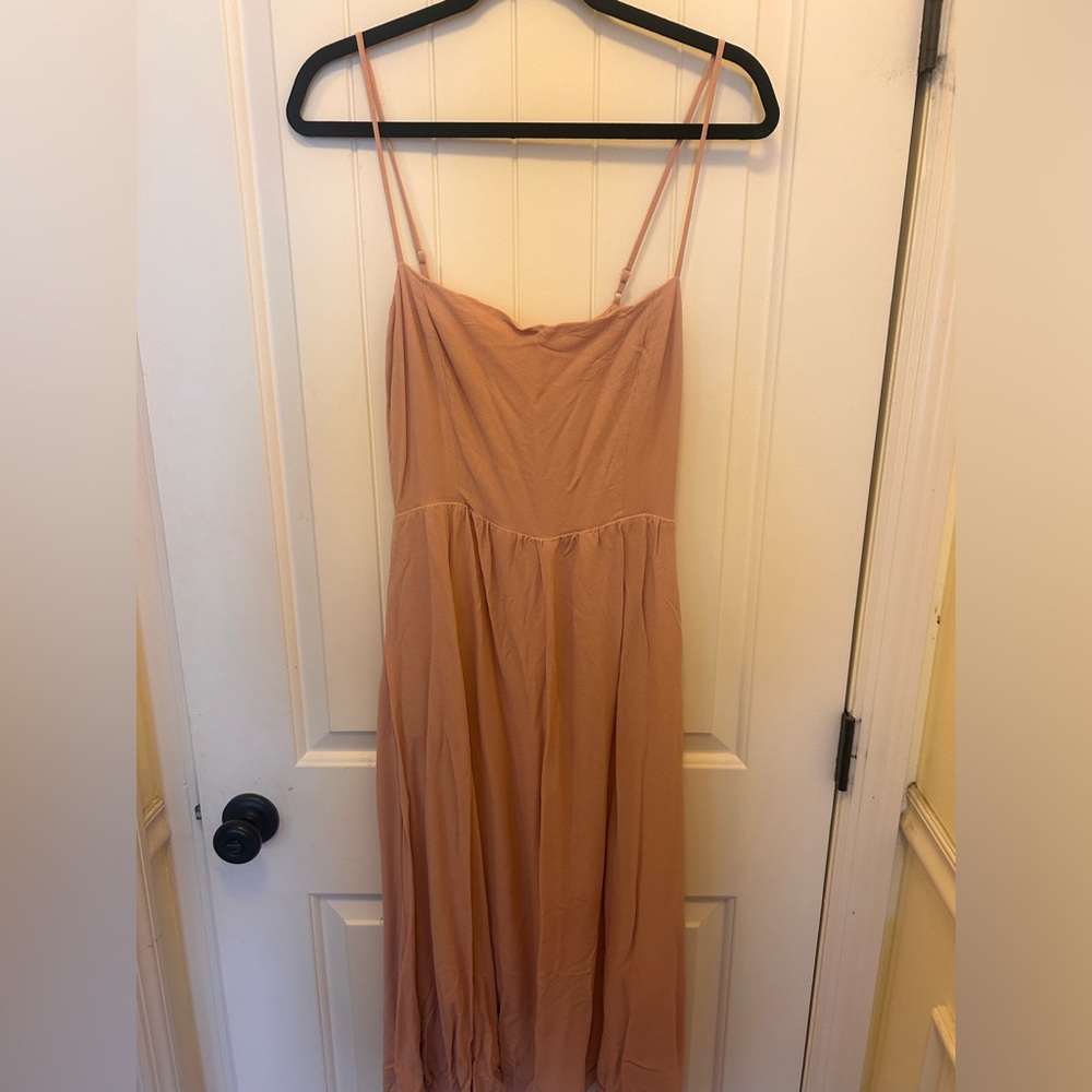 Reformation Strapless Dress in Soft Peach